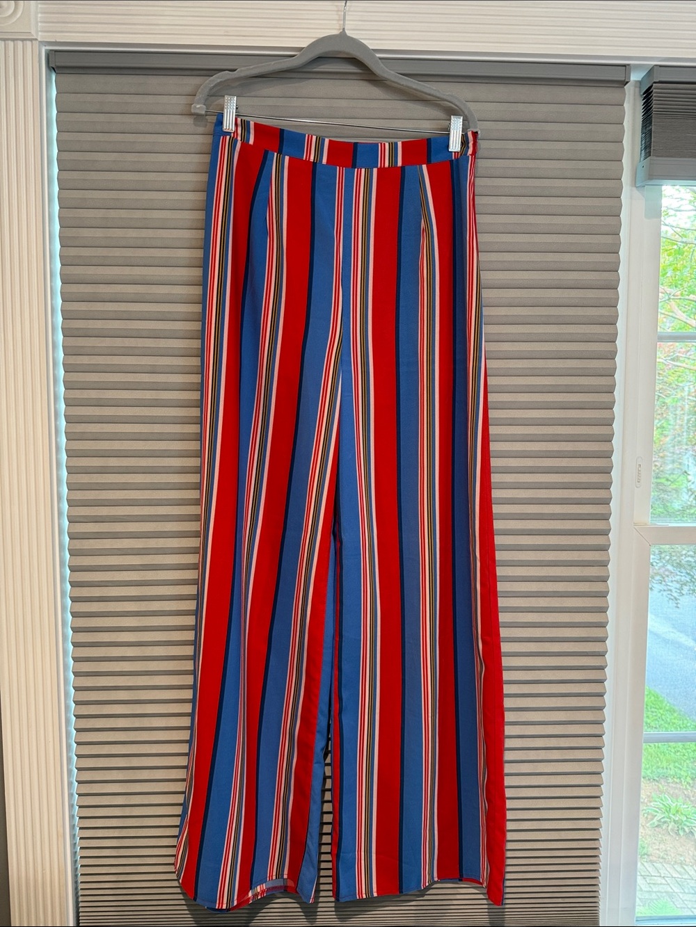 New Missguided Striped Wide-Leg Red & Blue Pants - size 8
